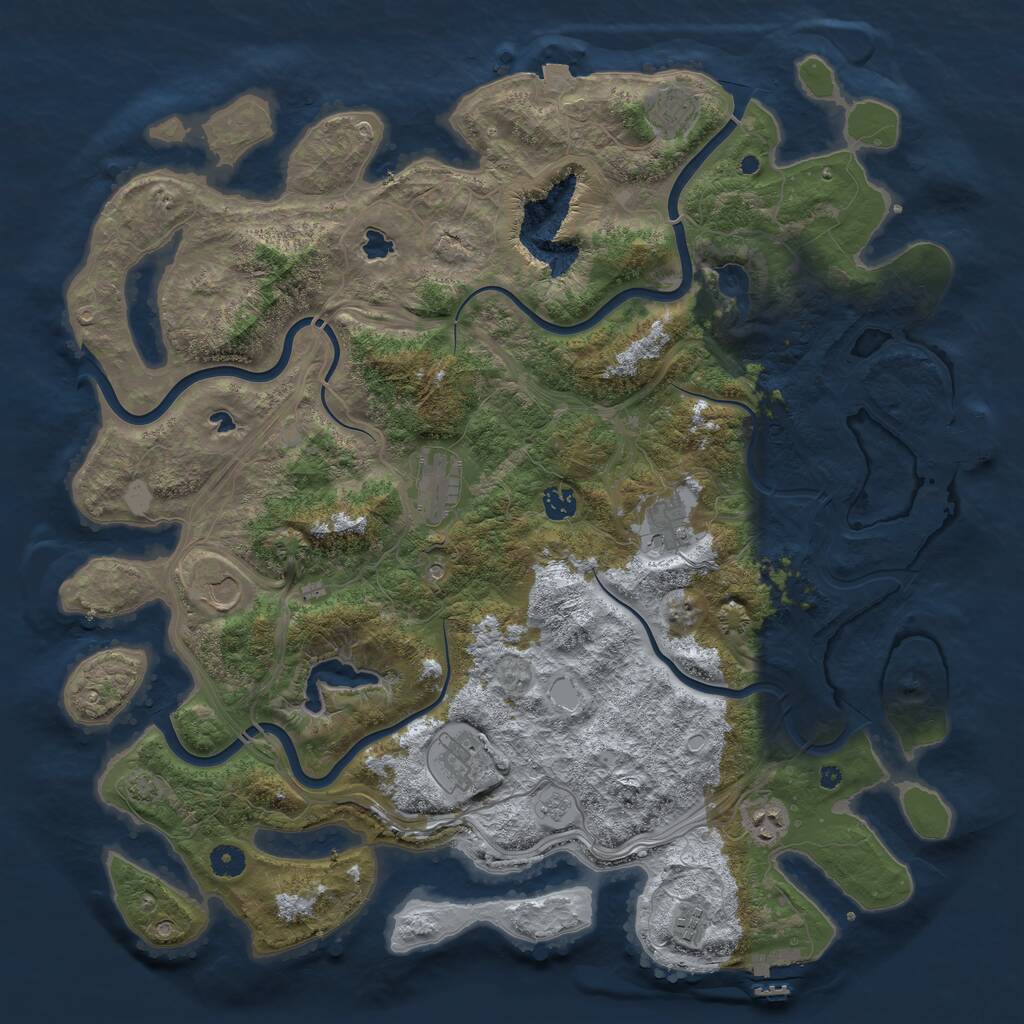 Rust Map: Procedural Map, Size: 4500, Seed: 5000909, 14 Monuments