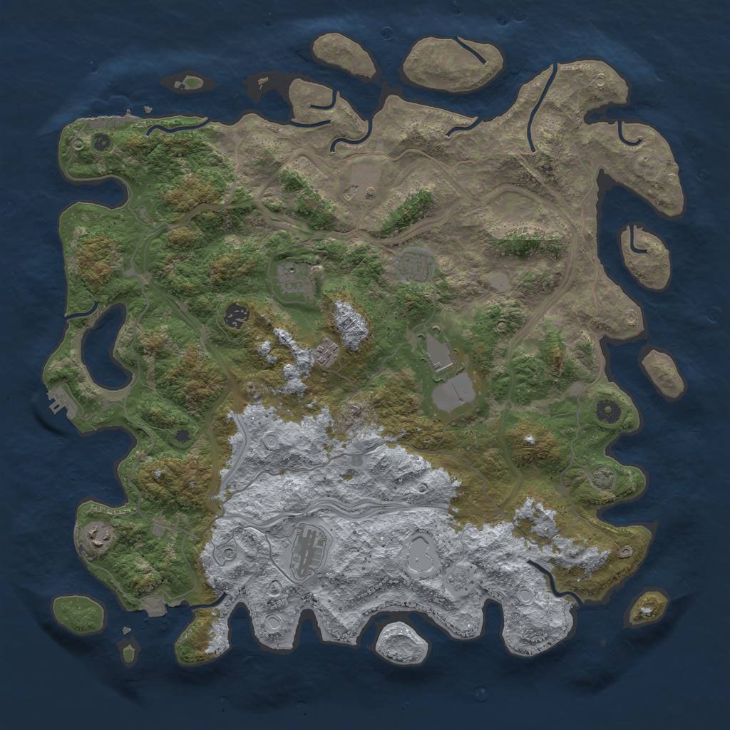Rust Map: Procedural Map, Size: 4500, Seed: 2084122667, 16 Monuments
