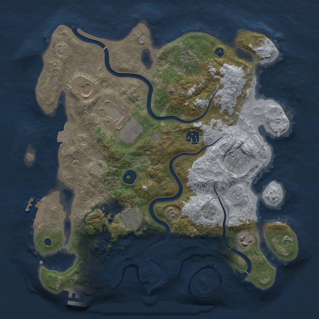 Rust Map: Procedural Map, Size: 3500, Seed: 12495913, 14 Monuments