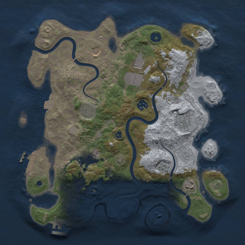 Rust Map: Procedural Map, Size: 3500, Seed: 12495913, 14 Monuments