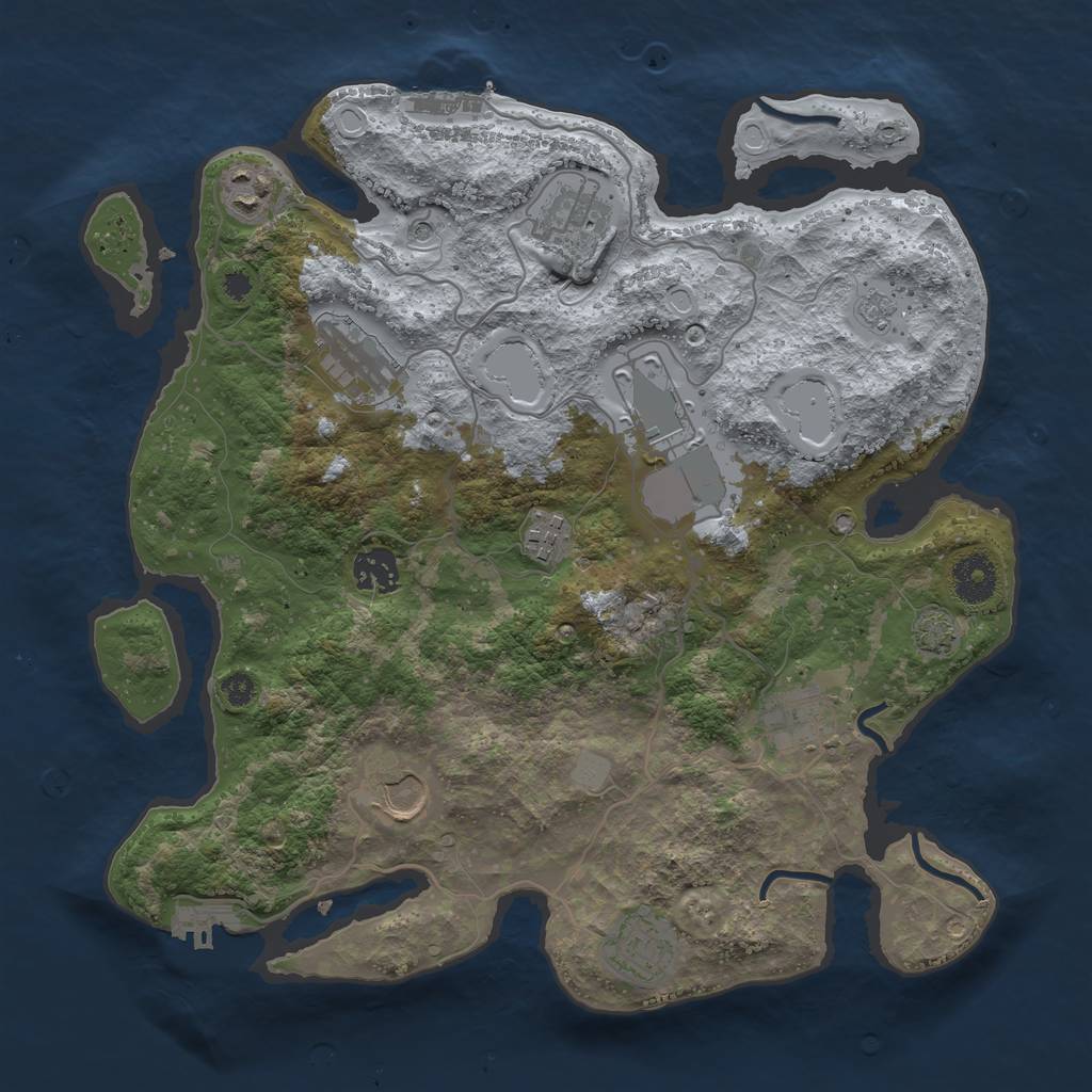 Rust Map: Procedural Map, Size: 3500, Seed: 8129355, 17 Monuments