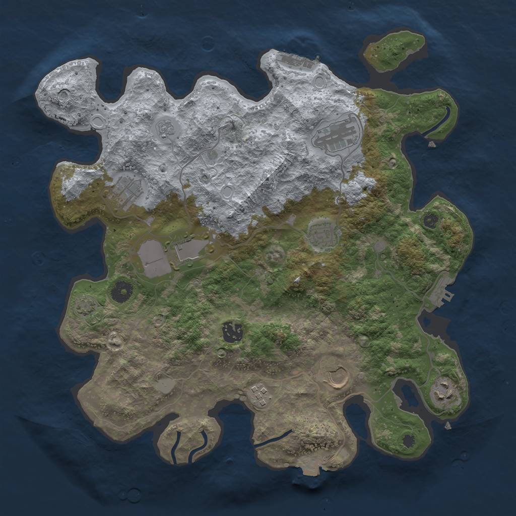 Rust Map: Procedural Map, Size: 3600, Seed: 96758100, 15 Monuments