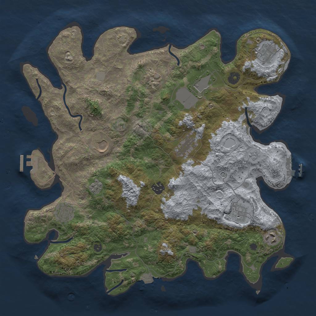 Rust Map: Procedural Map, Size: 3850, Seed: 64727828, 18 Monuments