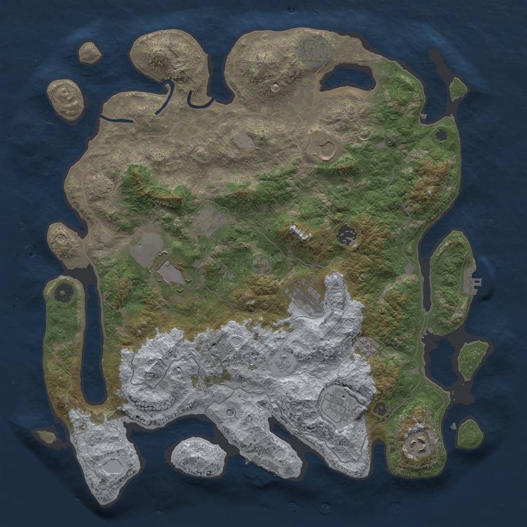 Rust Map: Procedural Map, Size: 4100, Seed: 76292161, 17 Monuments