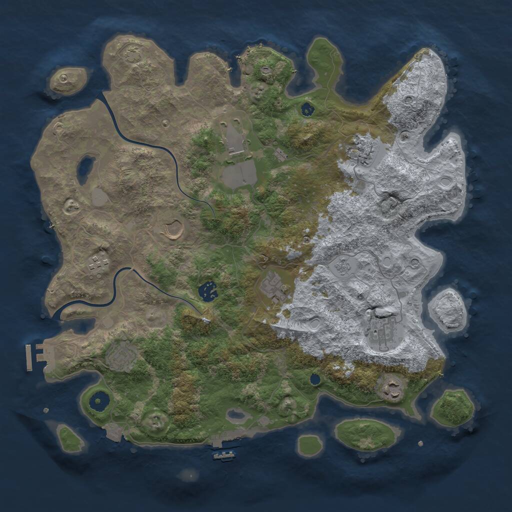 Rust Map: Procedural Map, Size: 3900, Seed: 89870812, 15 Monuments