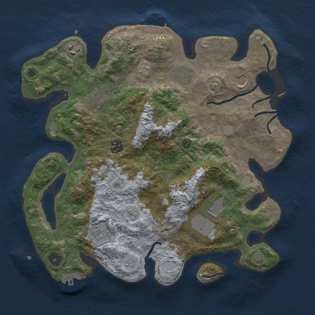 Rust Map: Procedural Map, Size: 3600, Seed: 80255934, 16 Monuments