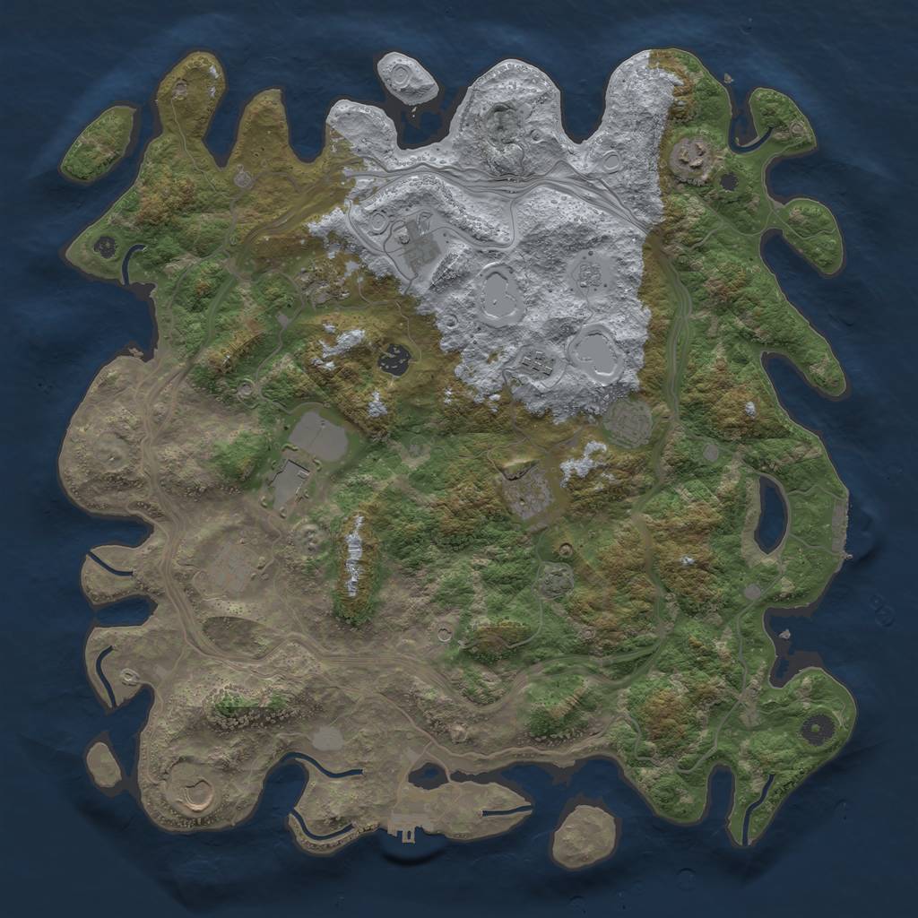 Rust Map: Procedural Map, Size: 4400, Seed: 91510672, 18 Monuments