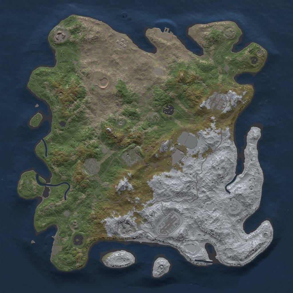 Rust Map: Procedural Map, Size: 4000, Seed: 61214346, 17 Monuments