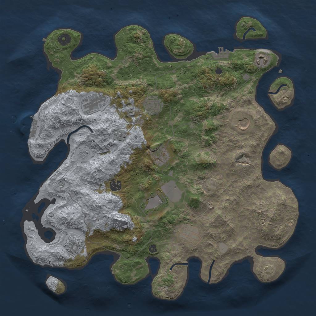 Rust Map: Procedural Map, Size: 3900, Seed: 743677274, 18 Monuments
