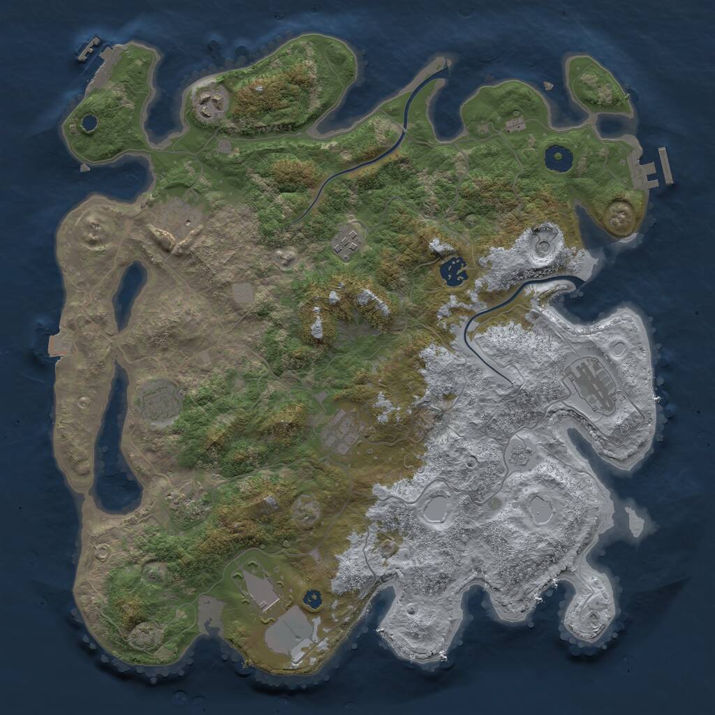 Rust Map: Procedural Map, Size: 3850, Seed: 41602375, 15 Monuments