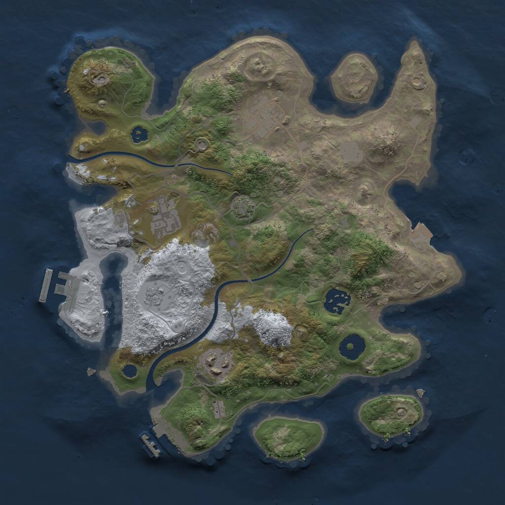 Rust Map: Procedural Map, Size: 3000, Seed: 784393, 9 Monuments