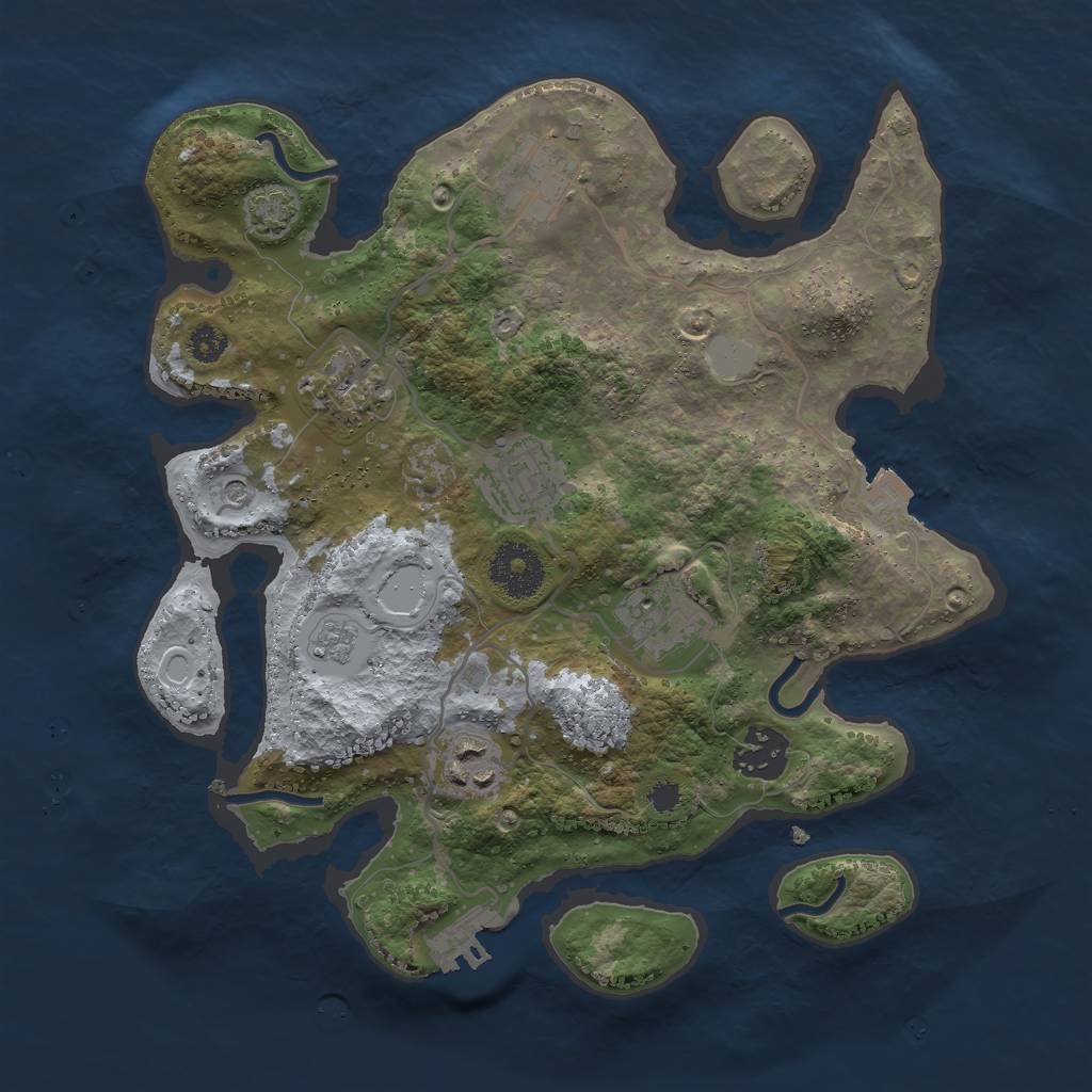 Rust Map: Procedural Map, Size: 3000, Seed: 784393, 13 Monuments