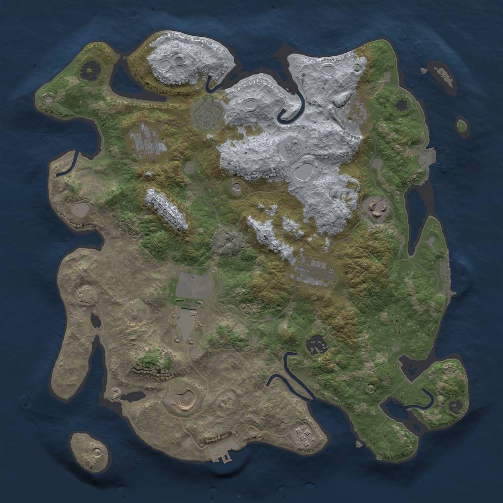 Rust Map: Procedural Map, Size: 3700, Seed: 12231618, 17 Monuments