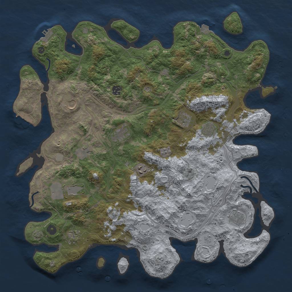 Rust Map: Procedural Map, Size: 4500, Seed: 1678, 19 Monuments