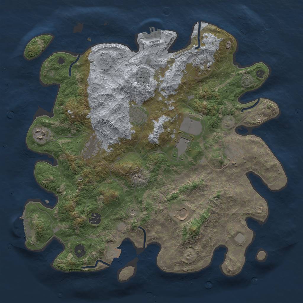 Rust Map: Procedural Map, Size: 3750, Seed: 7019835, 17 Monuments