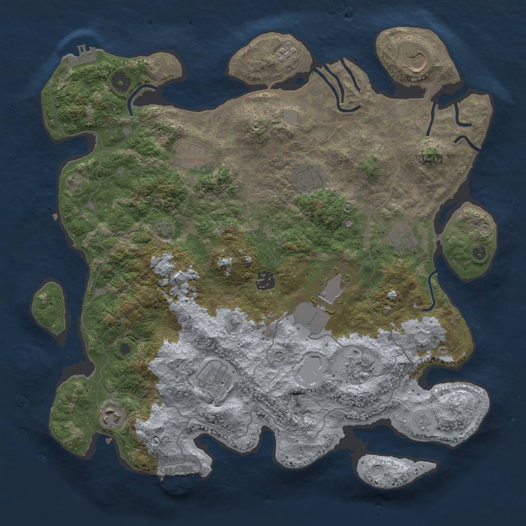 Rust Map: Procedural Map, Size: 4000, Seed: 48313323, 18 Monuments