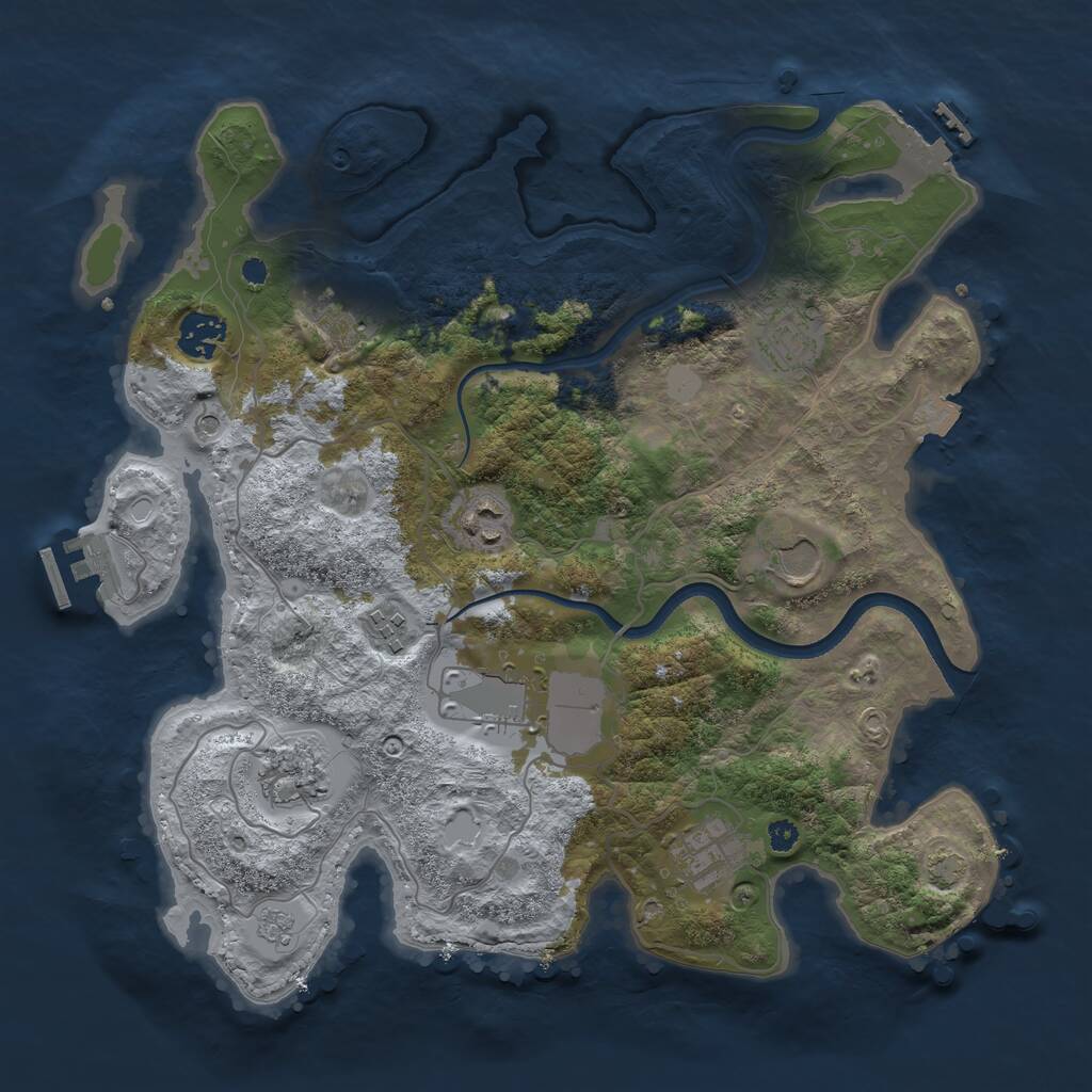 Rust Map: Procedural Map, Size: 3500, Seed: 45673393, 15 Monuments