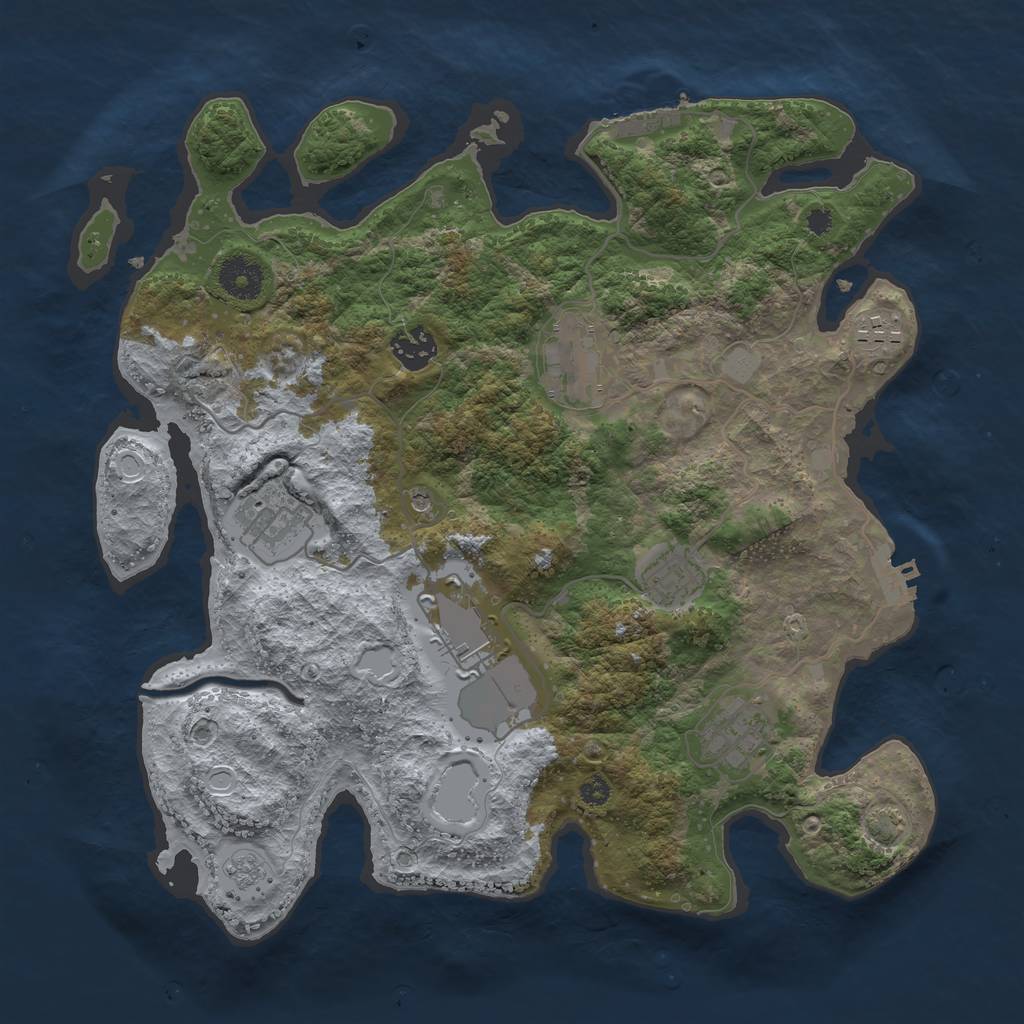 Rust Map: Procedural Map, Size: 3500, Seed: 45673393, 15 Monuments