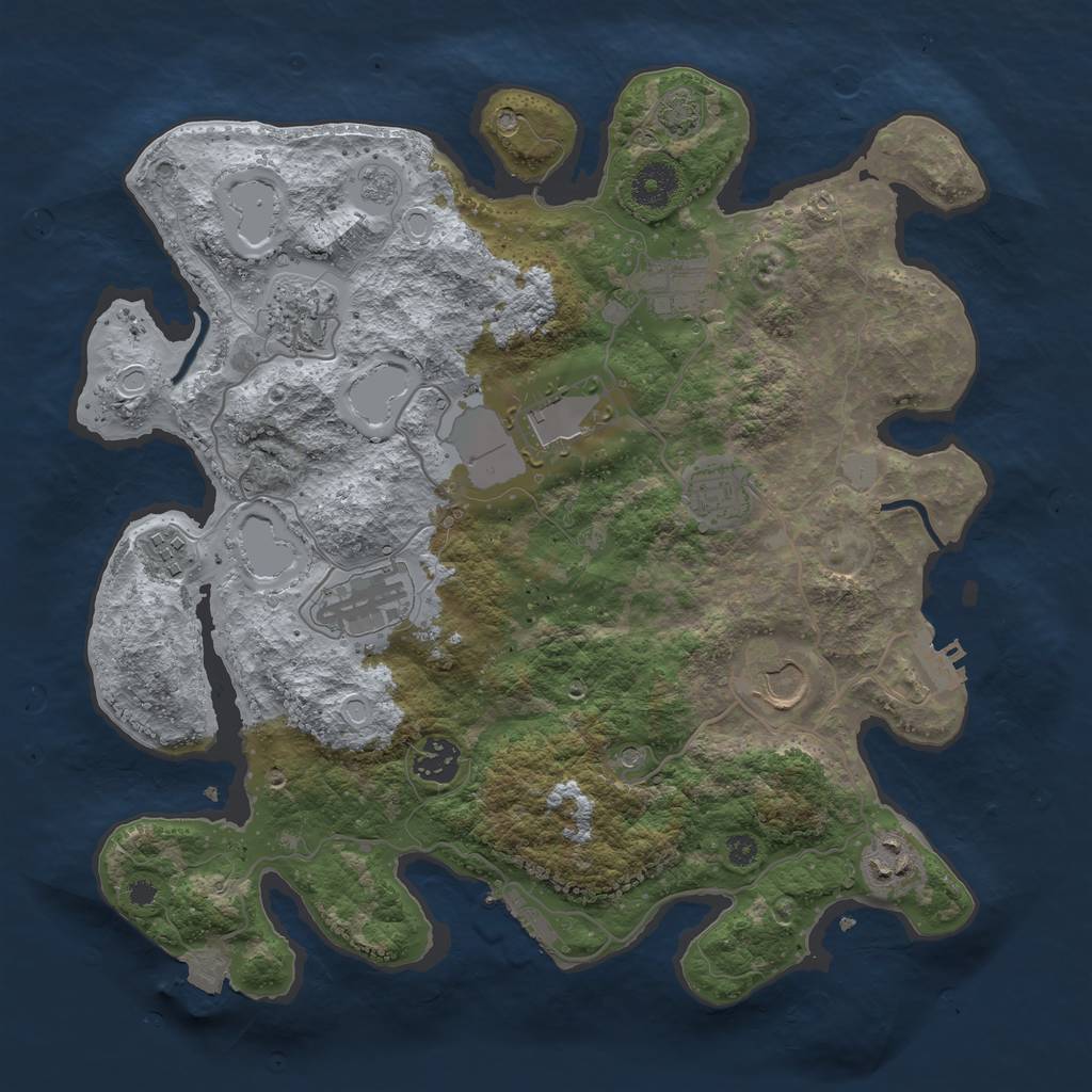 Rust Map: Procedural Map, Size: 3550, Seed: 5368072, 17 Monuments