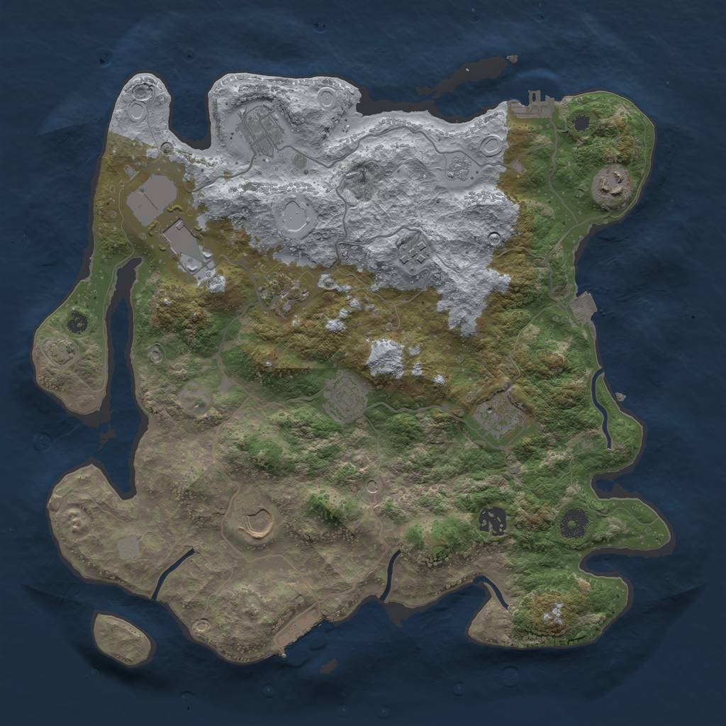 Rust Map: Procedural Map, Size: 3700, Seed: 37361358, 17 Monuments