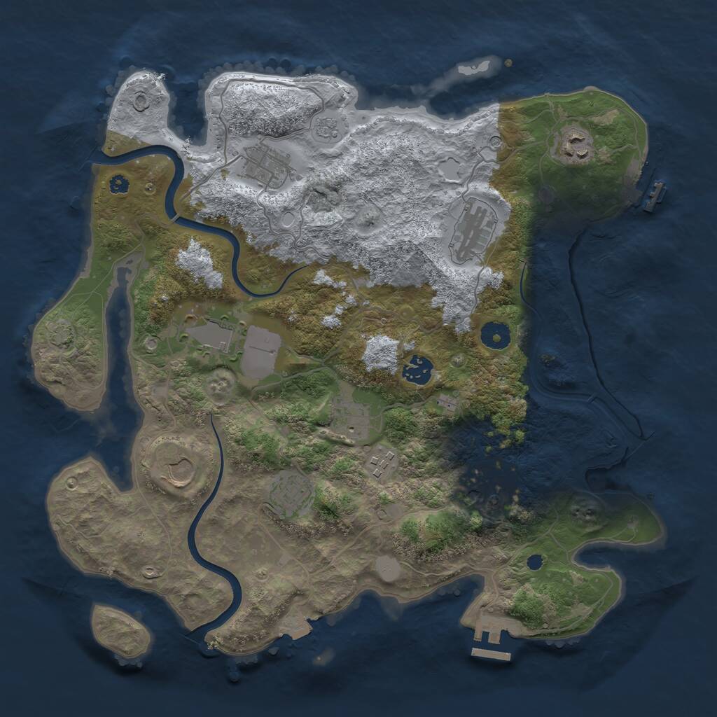 Rust Map: Procedural Map, Size: 3700, Seed: 37361358, 16 Monuments