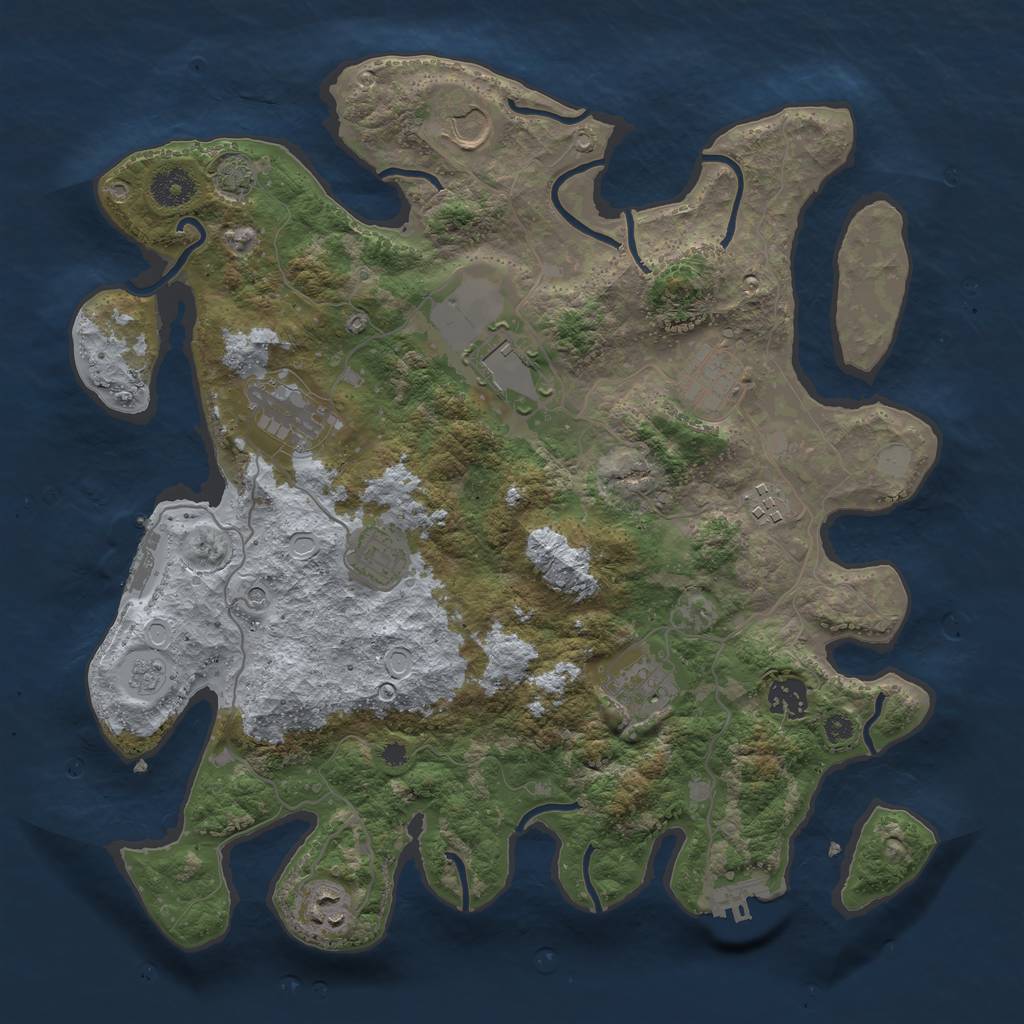 Rust Map: Procedural Map, Size: 3700, Seed: 55200611, 17 Monuments