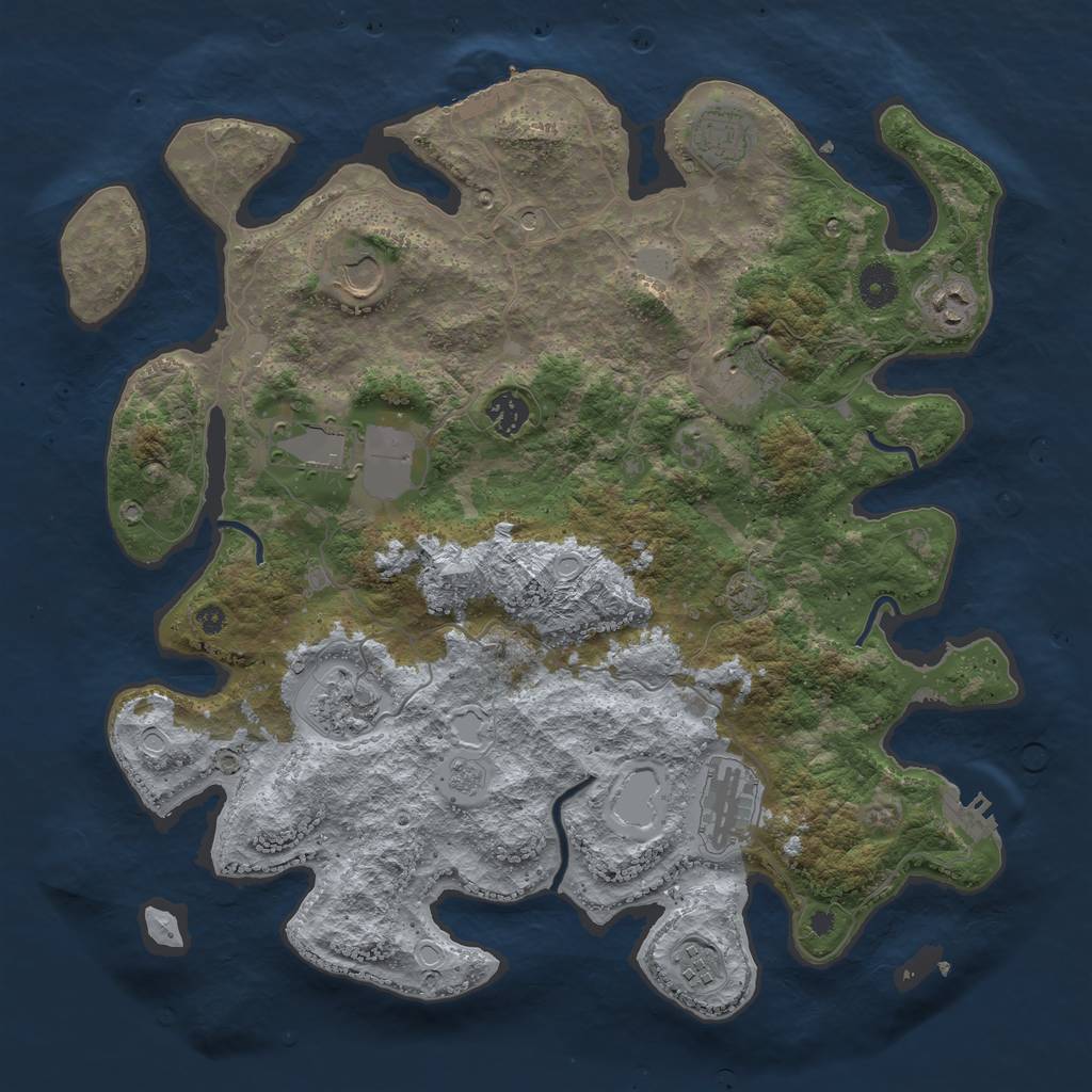 Rust Map: Procedural Map, Size: 3950, Seed: 59490037, 17 Monuments