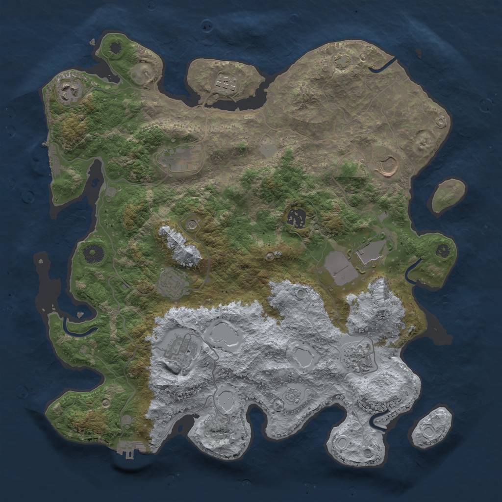 Rust Map: Procedural Map, Size: 3800, Seed: 90112582, 17 Monuments