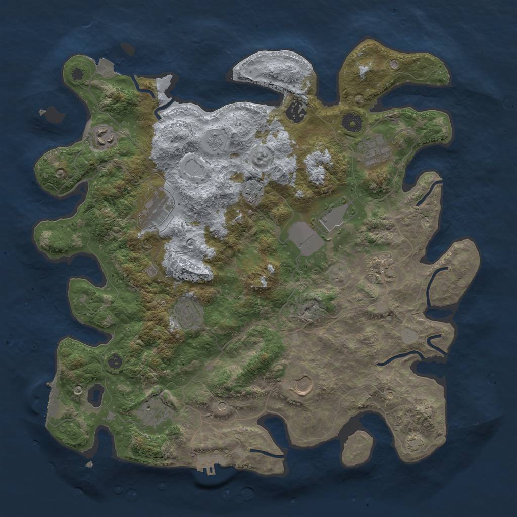 Rust Map: Procedural Map, Size: 3850, Seed: 13304307, 18 Monuments