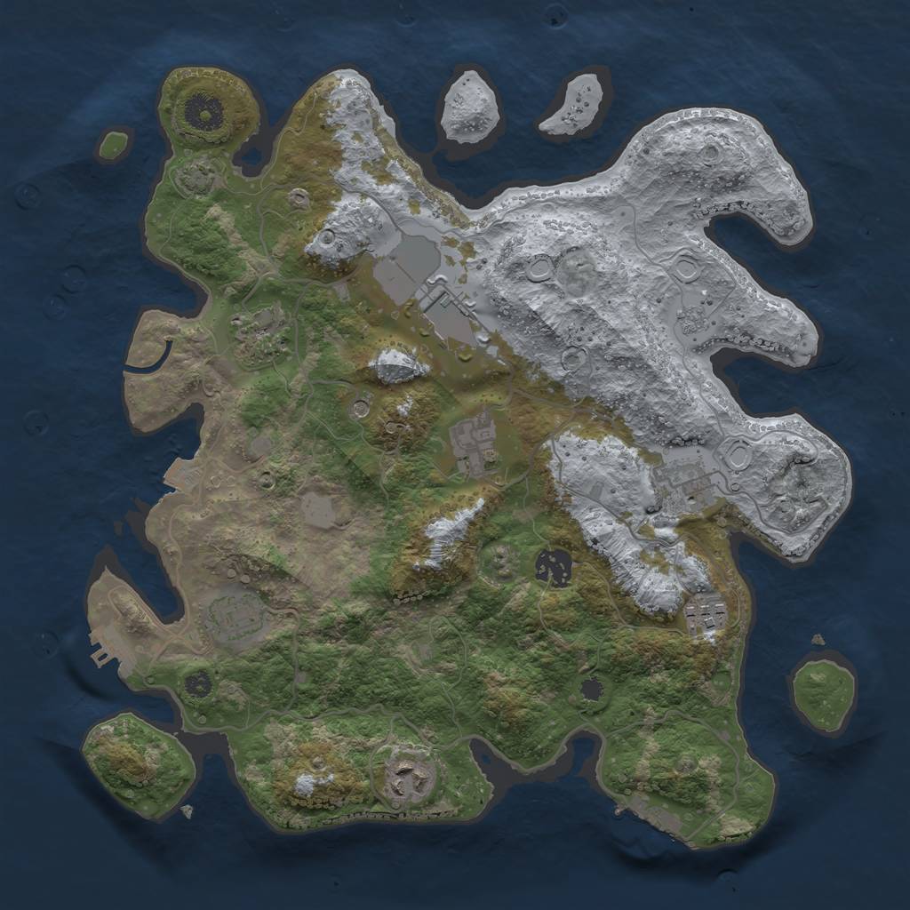Rust Map: Procedural Map, Size: 3500, Seed: 91598333, 16 Monuments