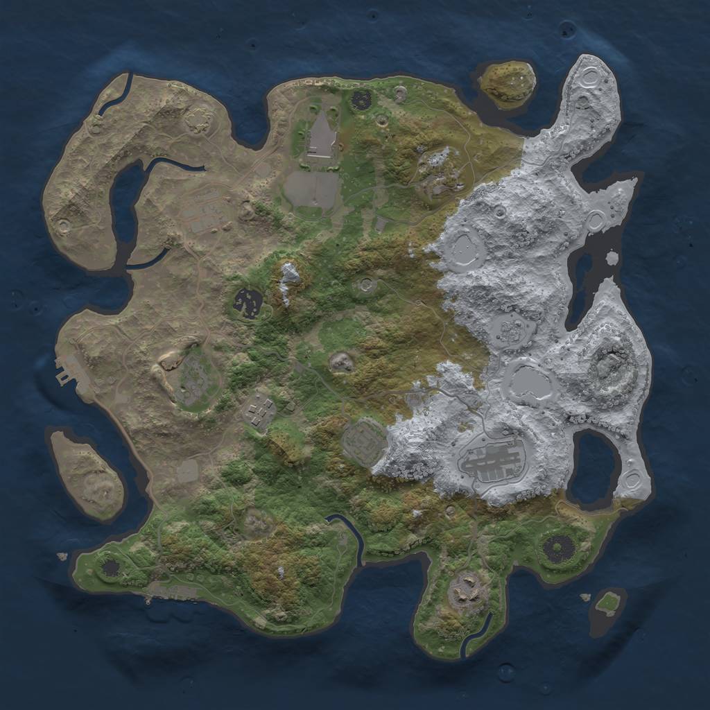Rust Map: Procedural Map, Size: 3600, Seed: 82413141, 17 Monuments
