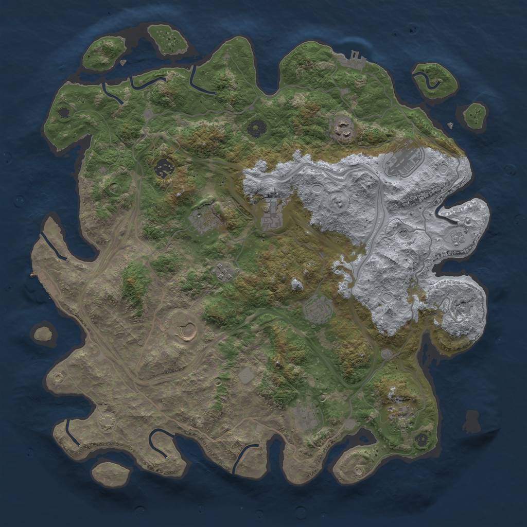 Rust Map: Procedural Map, Size: 4250, Seed: 14584751, 18 Monuments