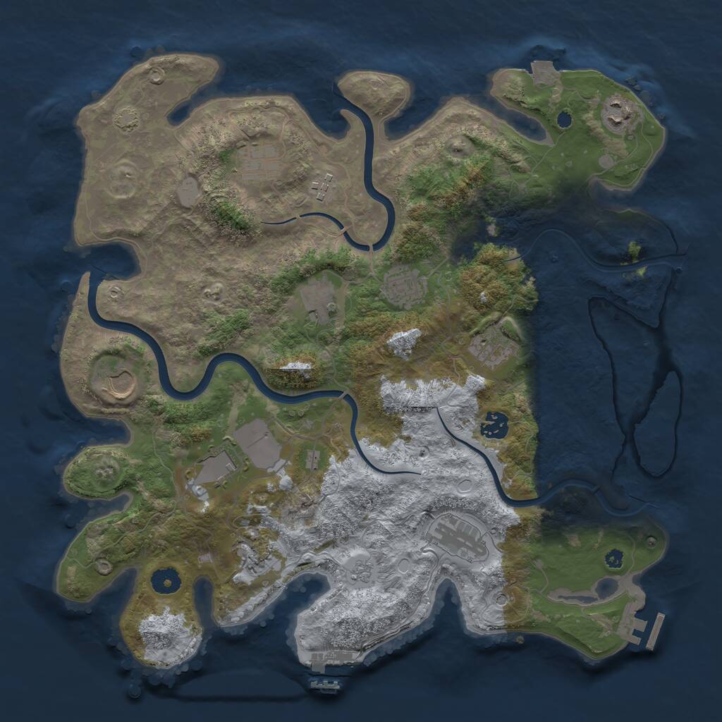 Rust Map: Procedural Map, Size: 3850, Seed: 41989552, 17 Monuments