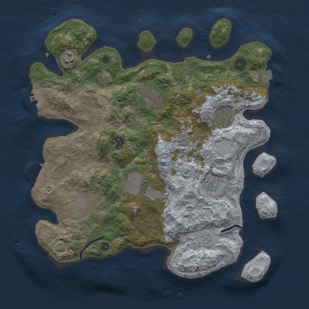 Rust Map: Procedural Map, Size: 3650, Seed: 41174882, 16 Monuments