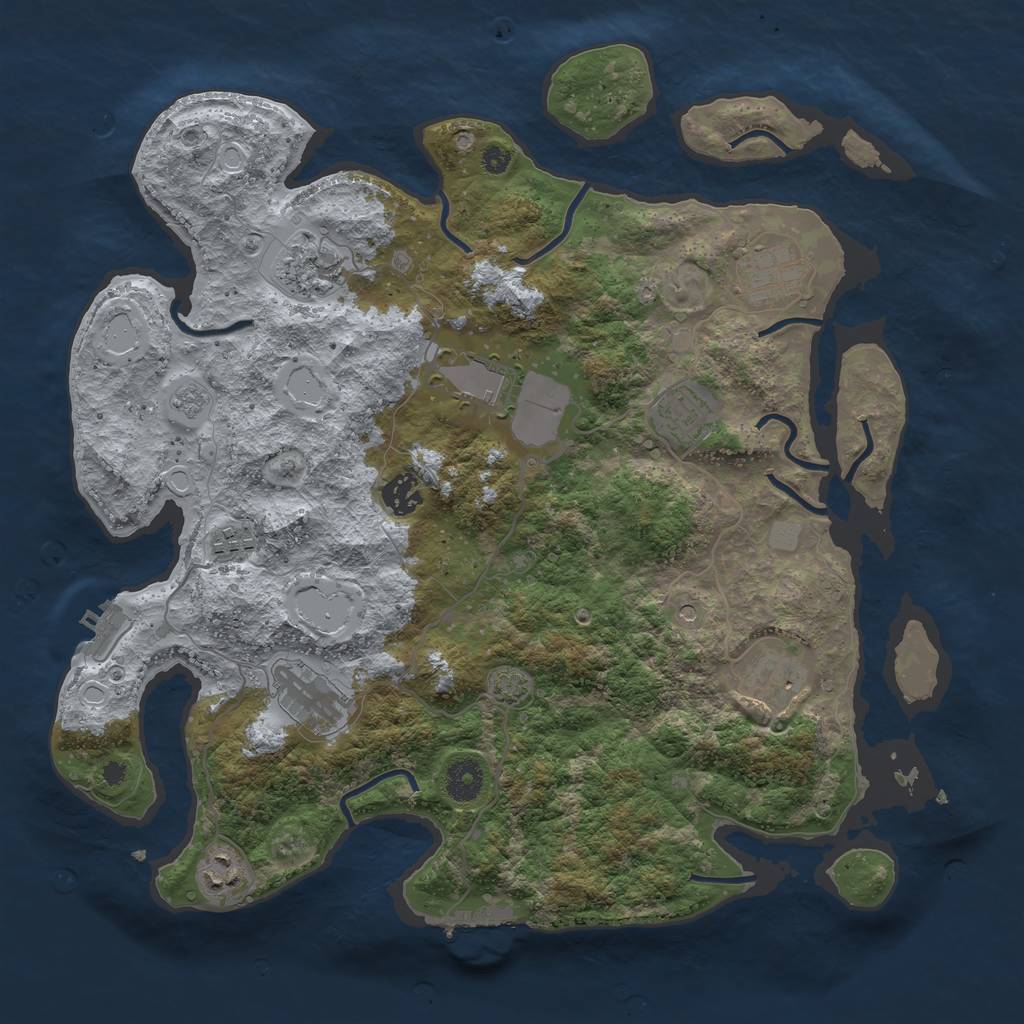 Rust Map: Procedural Map, Size: 3800, Seed: 1341702, 17 Monuments