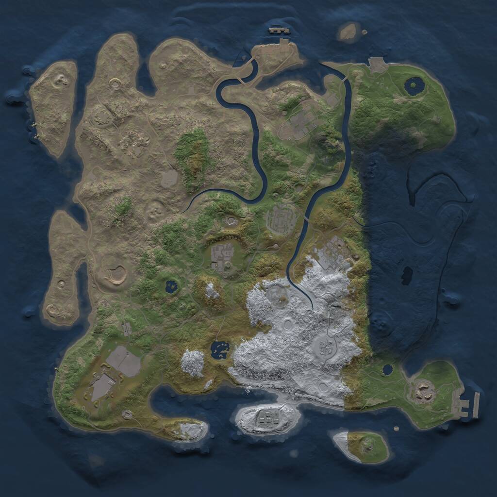 Rust Map: Procedural Map, Size: 3900, Seed: 94750251, 16 Monuments