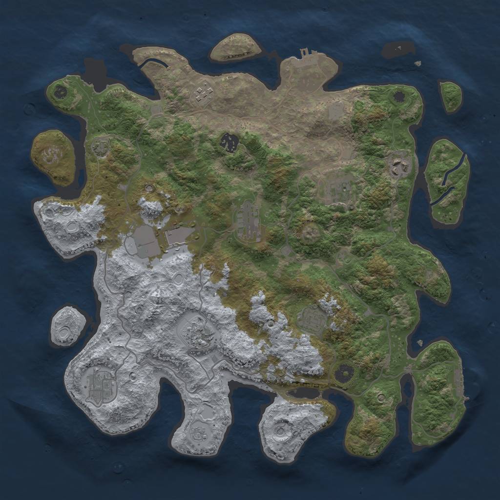 Rust Map: Procedural Map, Size: 4000, Seed: 83854020, 17 Monuments