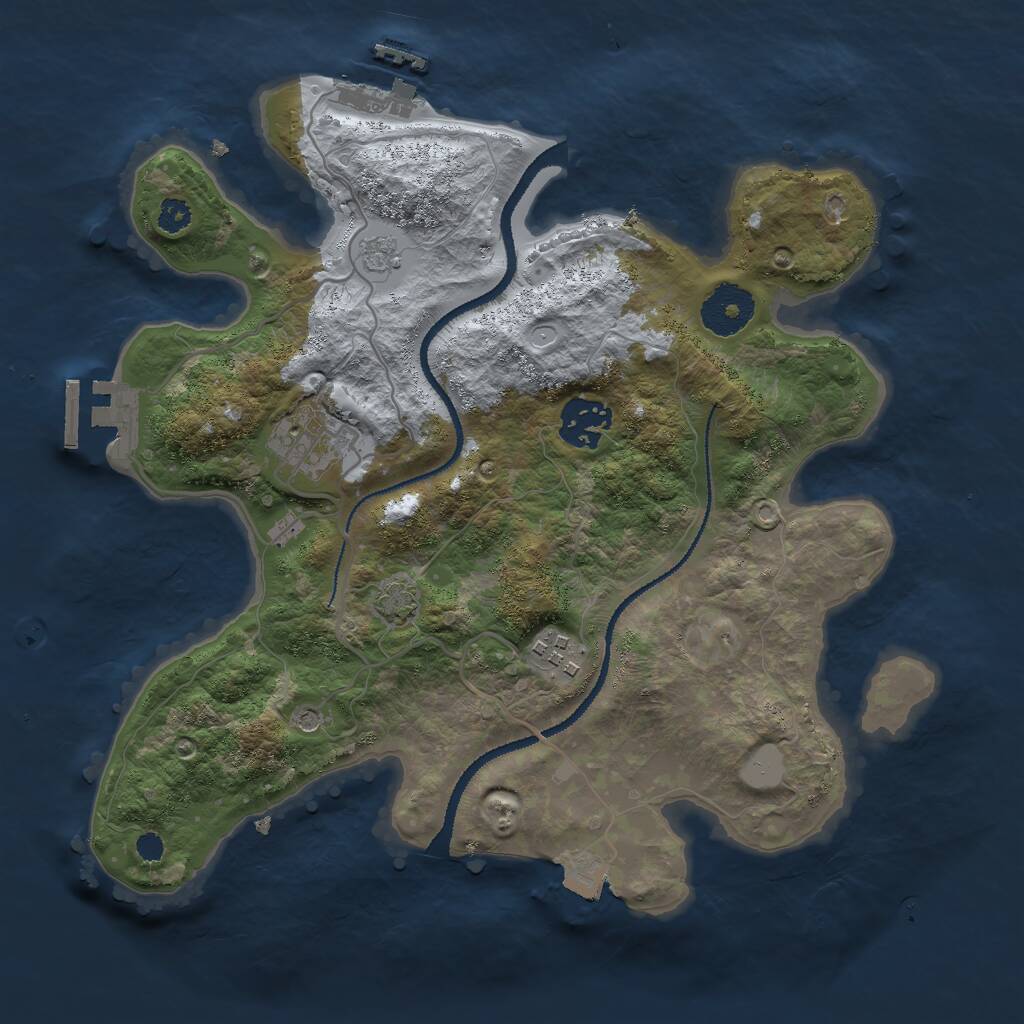 Rust Map: Procedural Map, Size: 3000, Seed: 962148, 9 Monuments
