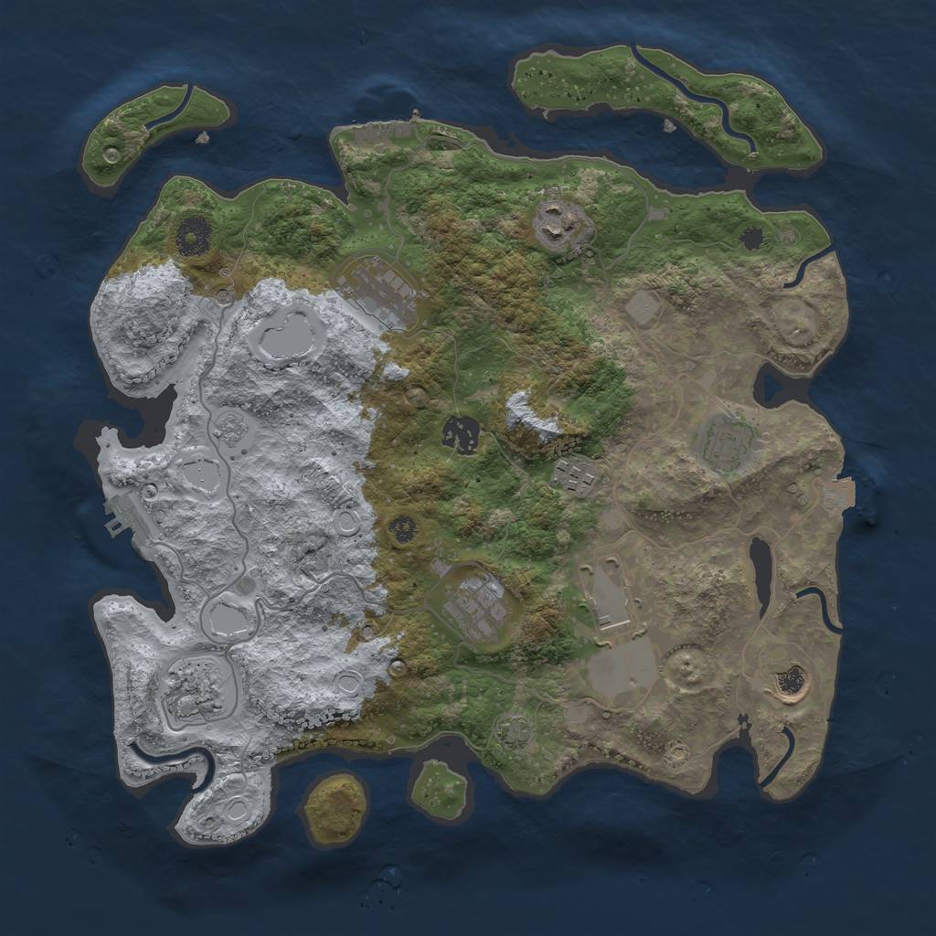 Rust Map: Procedural Map, Size: 3600, Seed: 49708952, 17 Monuments