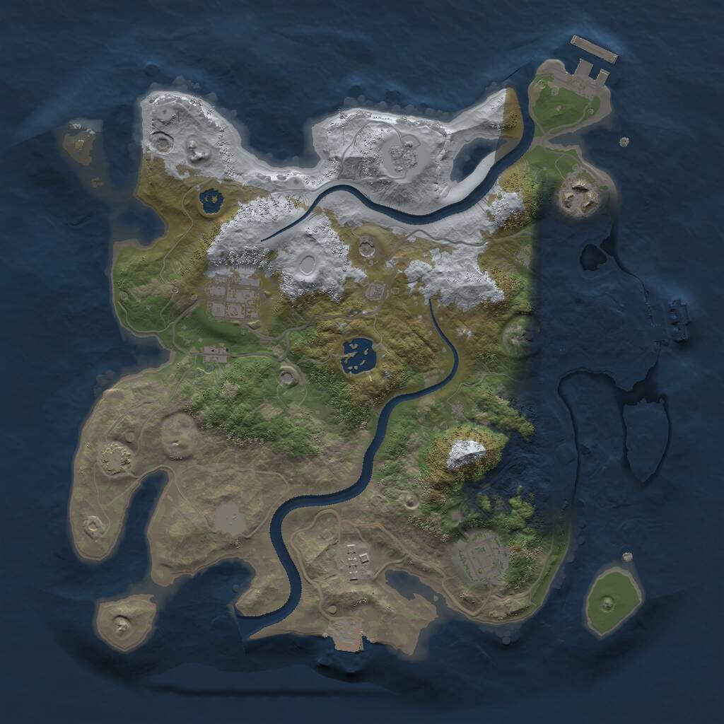 Rust Map: Procedural Map, Size: 3000, Seed: 3816795, 11 Monuments