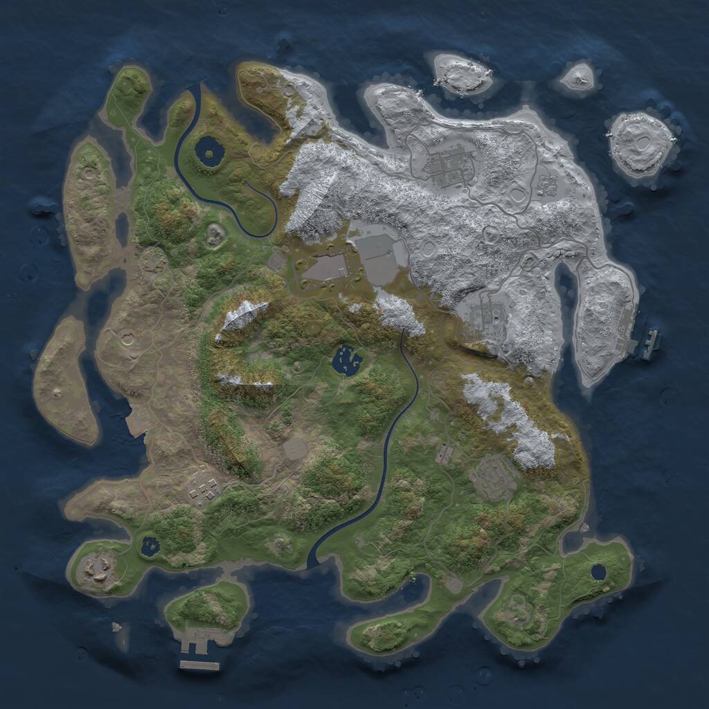 Rust Map: Procedural Map, Size: 3650, Seed: 56332173, 13 Monuments