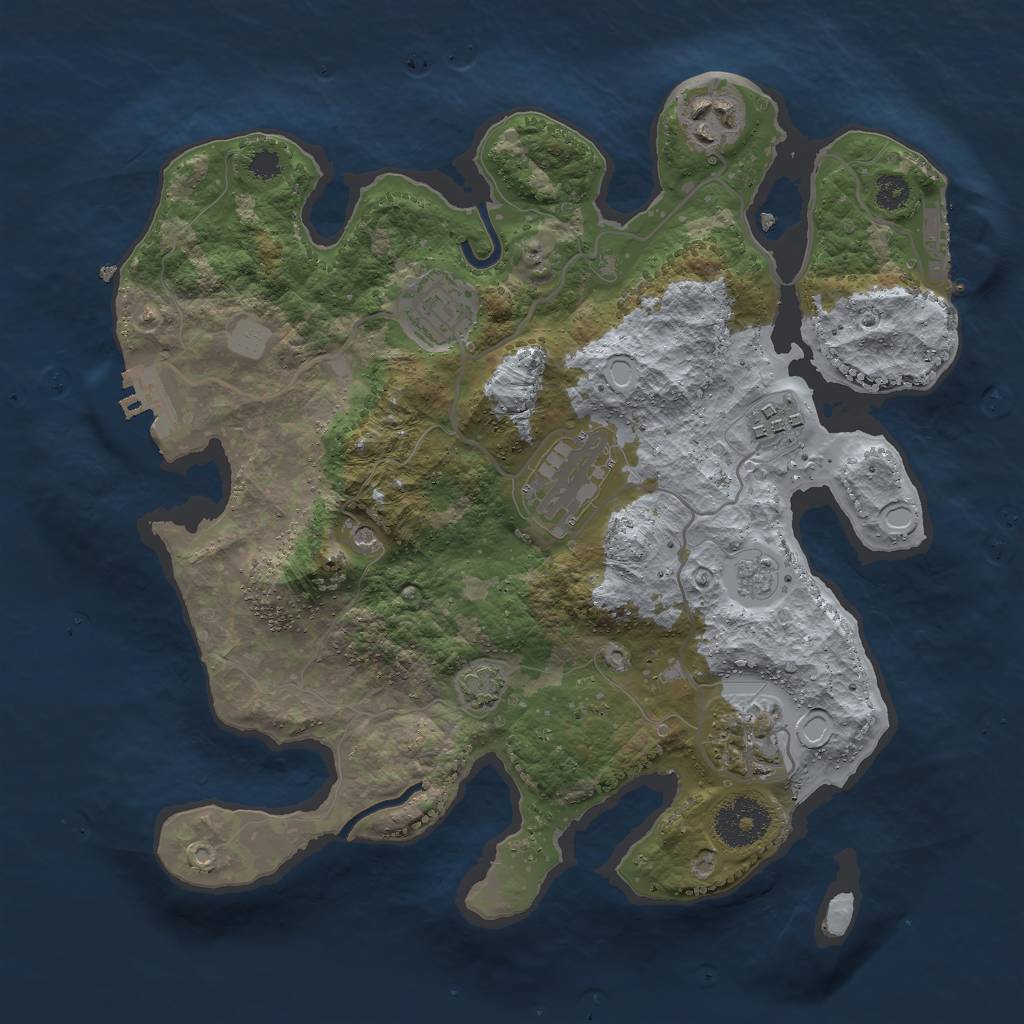 Rust Map: Procedural Map, Size: 3000, Seed: 9747, 13 Monuments