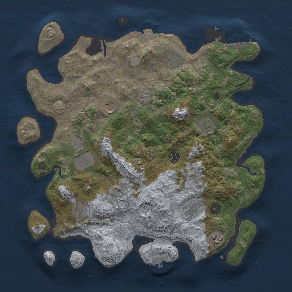 Rust Map: Procedural Map, Size: 3800, Seed: 49789691, 17 Monuments