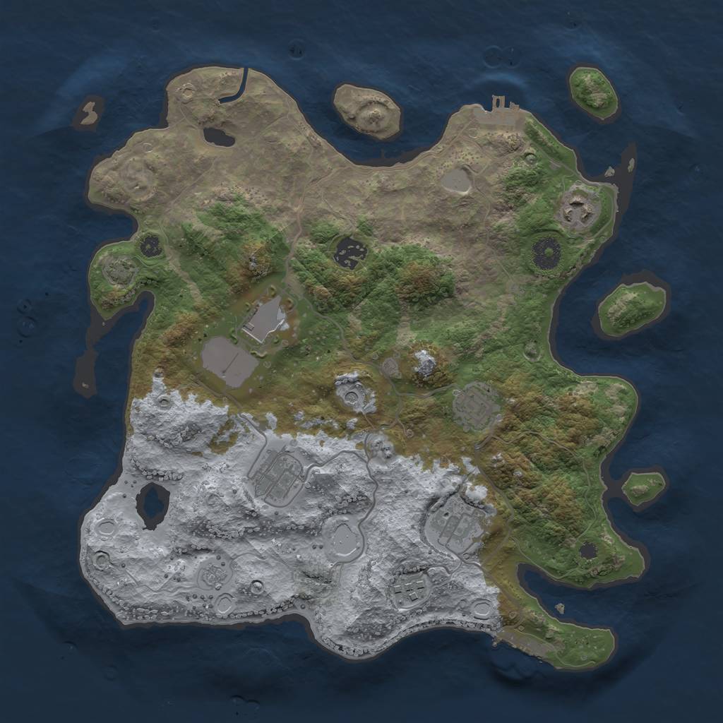 Rust Map: Procedural Map, Size: 3500, Seed: 8228990, 15 Monuments