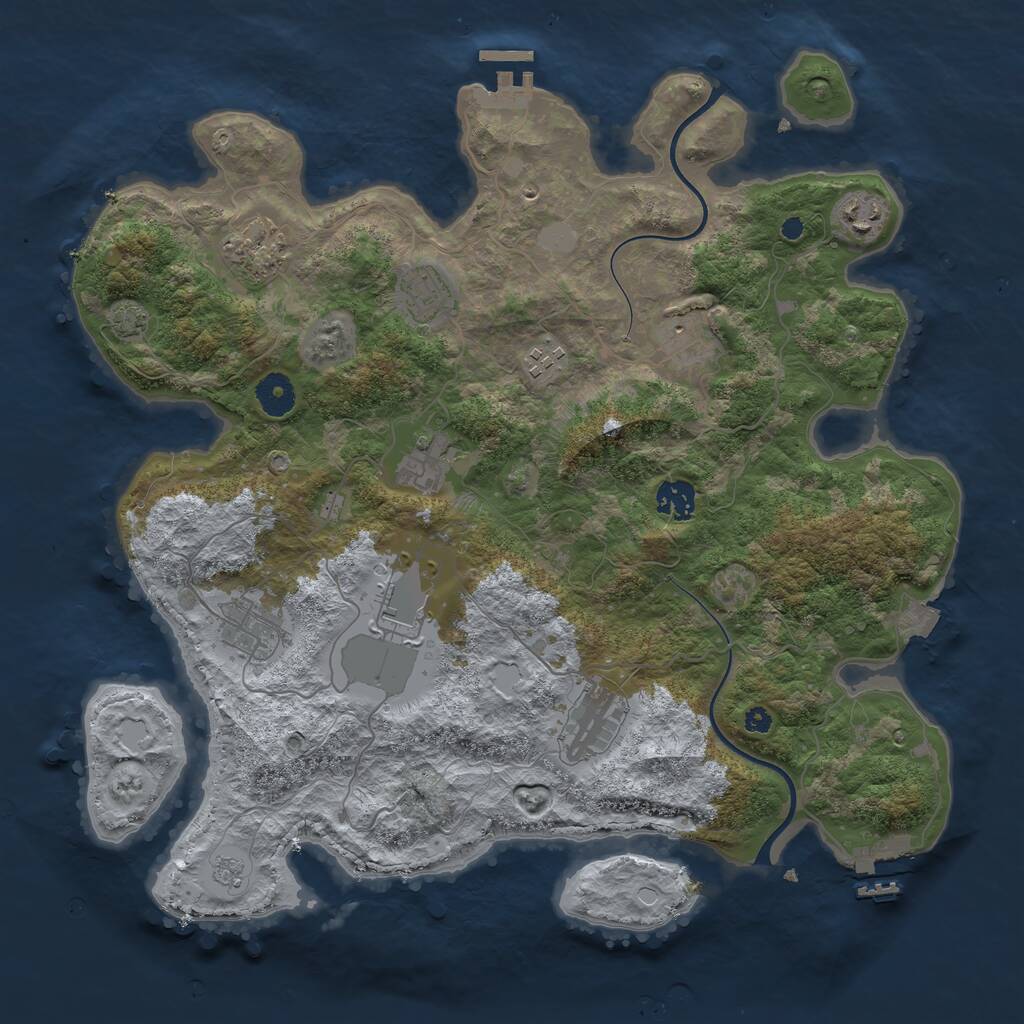 Rust Map: Procedural Map, Size: 3800, Seed: 43666058, 15 Monuments
