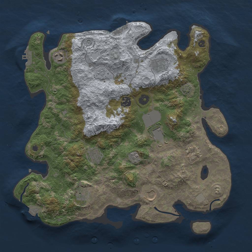 Rust Map: Procedural Map, Size: 3600, Seed: 88497567, 17 Monuments