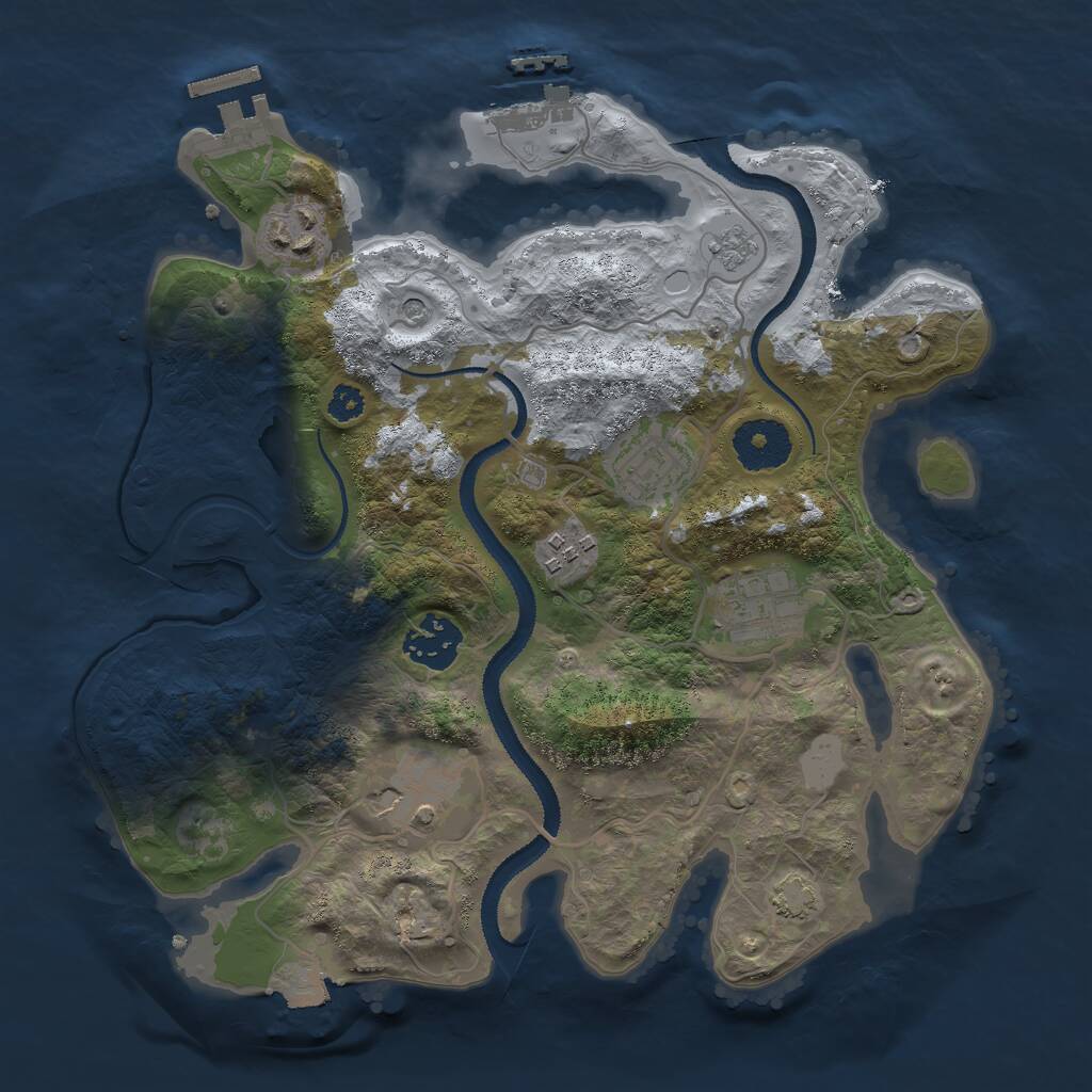 Rust Map: Procedural Map, Size: 3000, Seed: 32397, 12 Monuments
