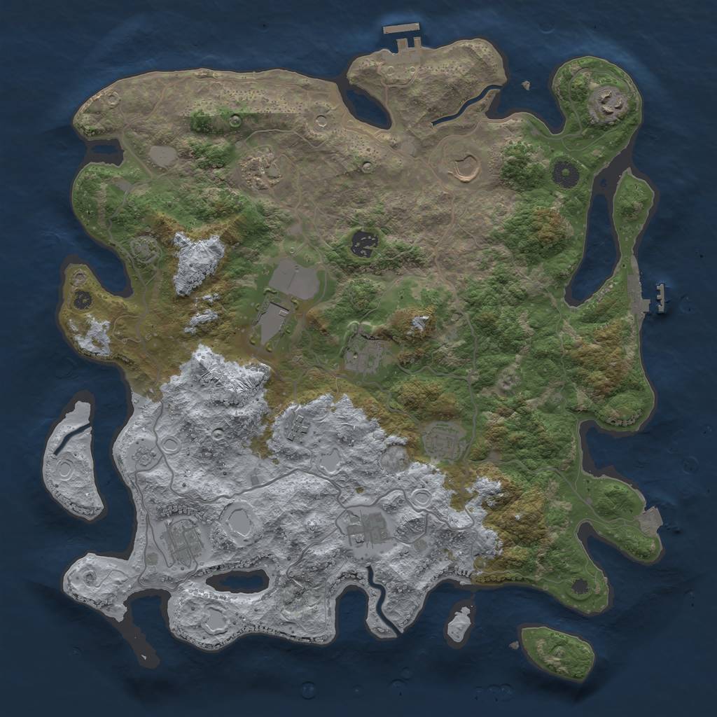 Rust Map: Procedural Map, Size: 4000, Seed: 61839957, 18 Monuments