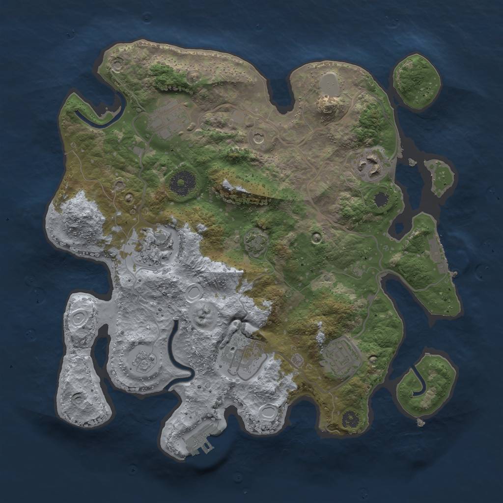 Rust Map: Procedural Map, Size: 3000, Seed: 982894349, 13 Monuments