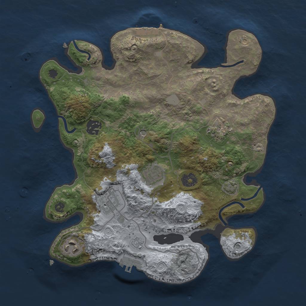 Rust Map: Procedural Map, Size: 3000, Seed: 21987, 13 Monuments